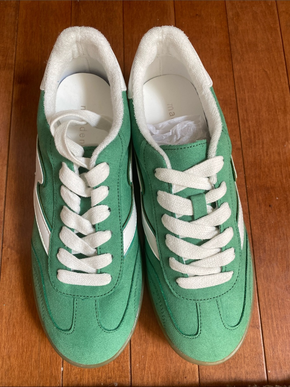 Madden Girl Green Suede Sneakers with White Accents